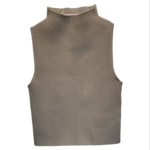 Abound Women's Putty Sleeveless Ribbed Knit Top - Size M